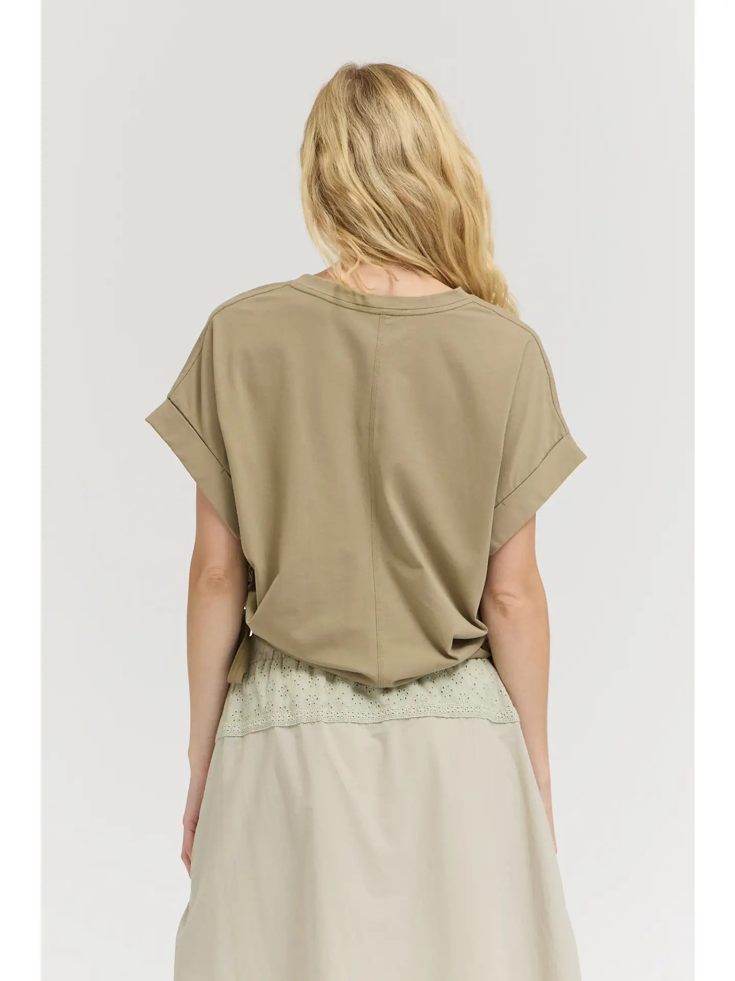 Side Scrunch Sage Tee