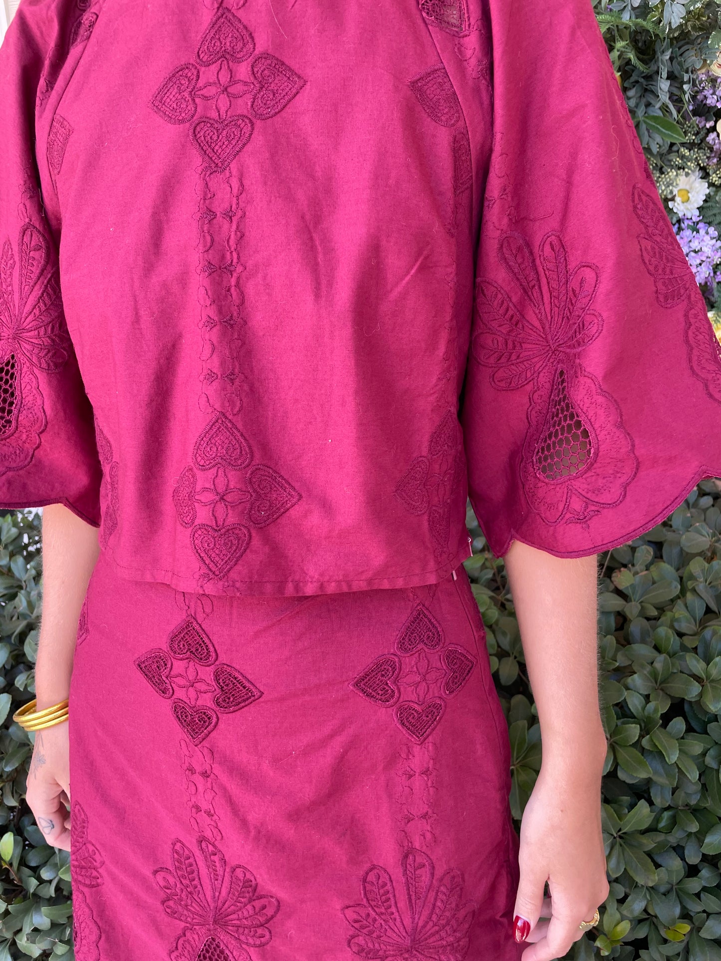 Burgundy Embroidered Top