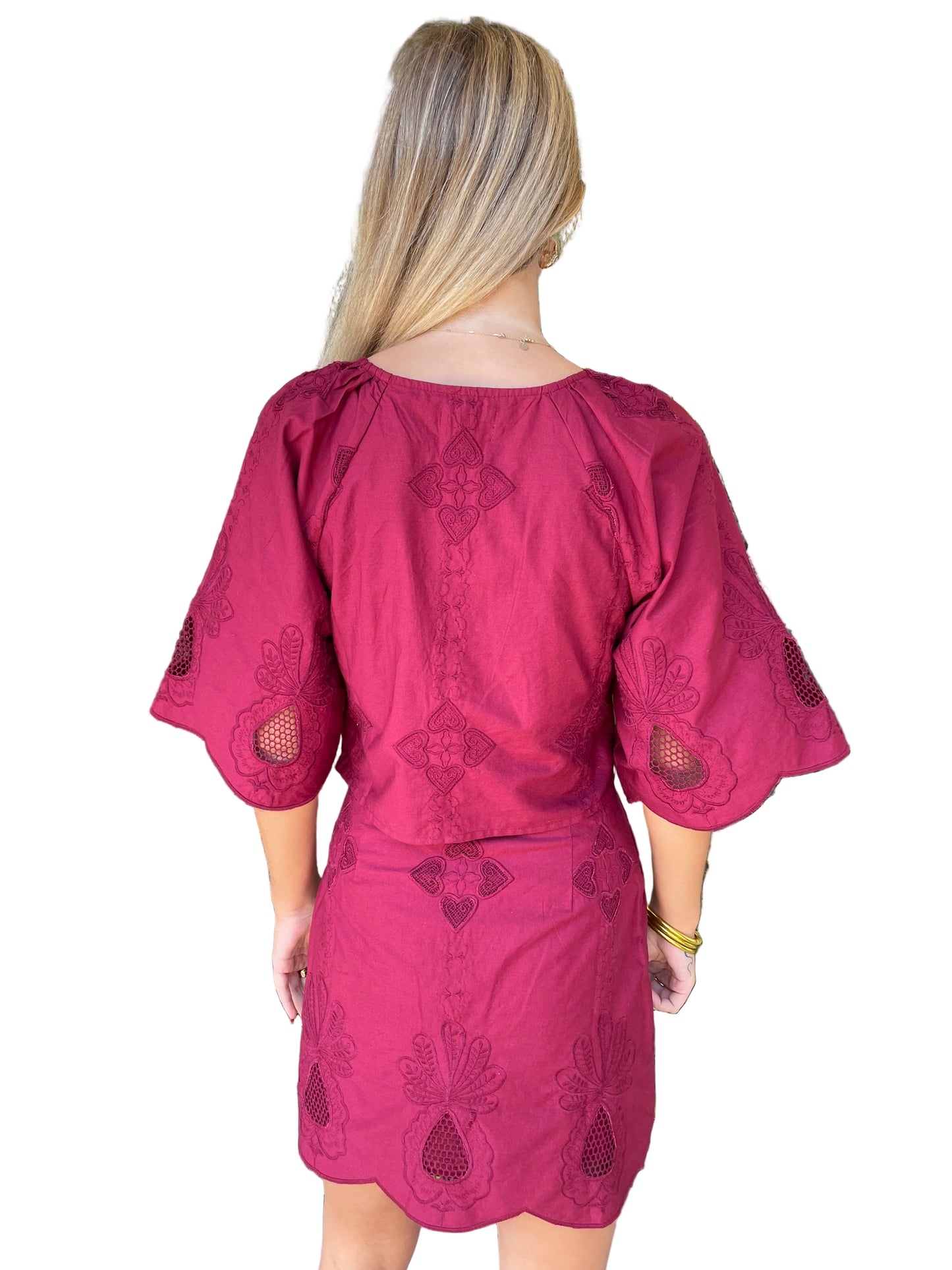 Burgundy Embroidered Top
