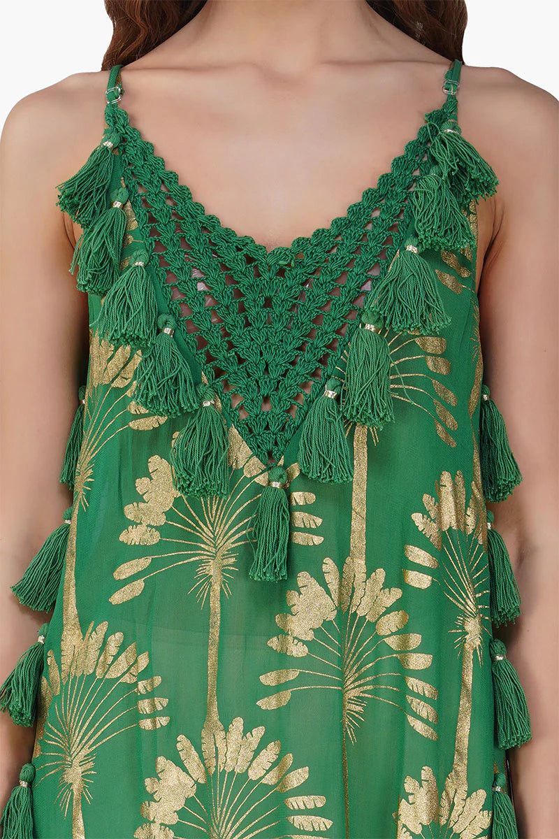 Palm Foil Maxi Dress