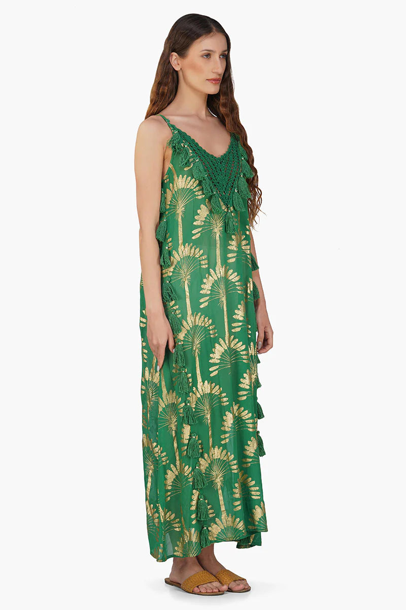Palm Foil Maxi Dress