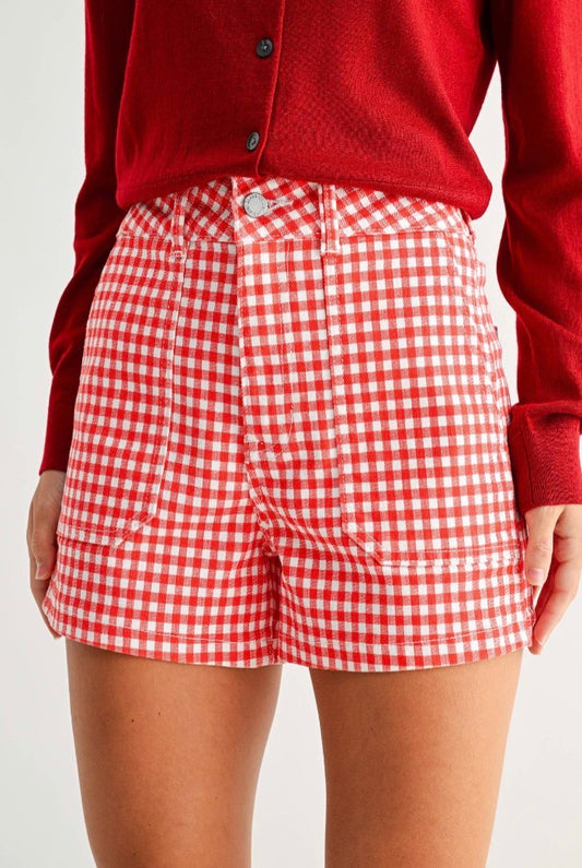 Red Gingham Utility Short