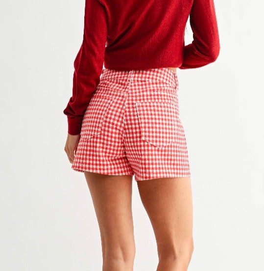 Red Gingham Utility Short