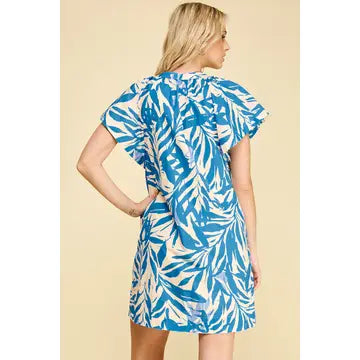 Blue Botanical Mini Dress