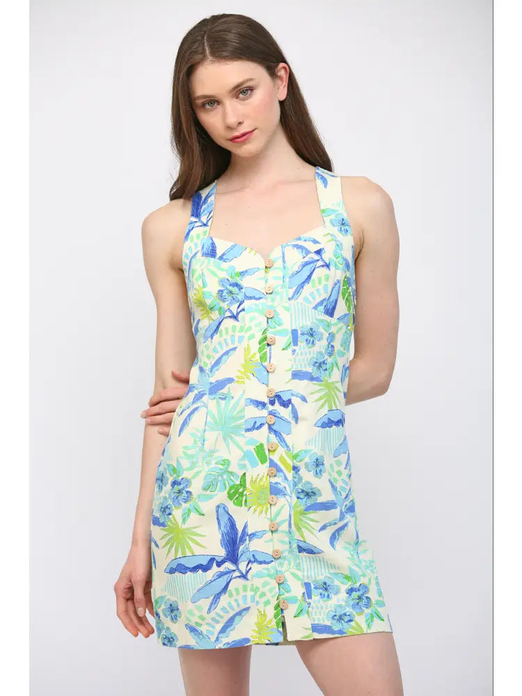 Blue Tropics Mini Dress