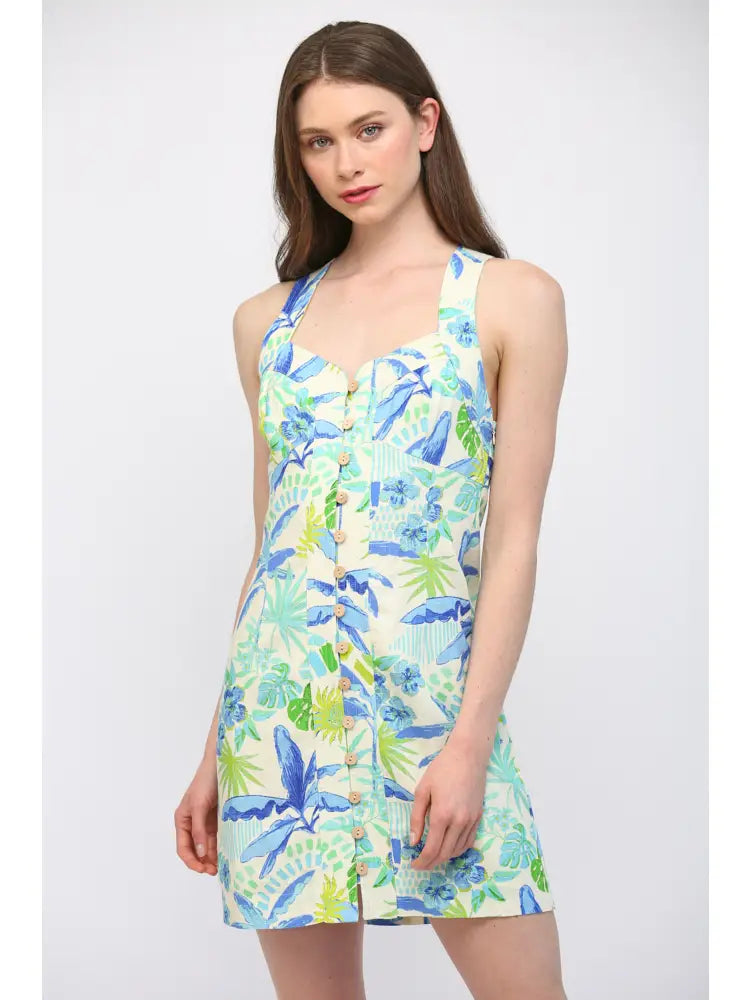 Blue Tropics Mini Dress