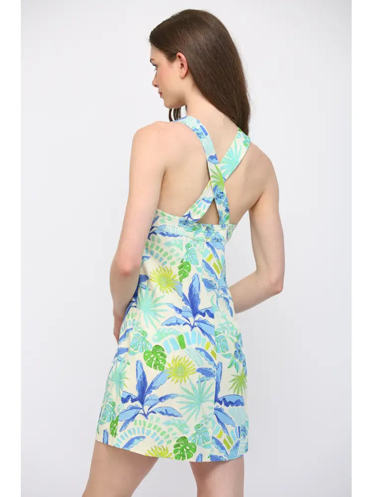 Blue Tropics Mini Dress