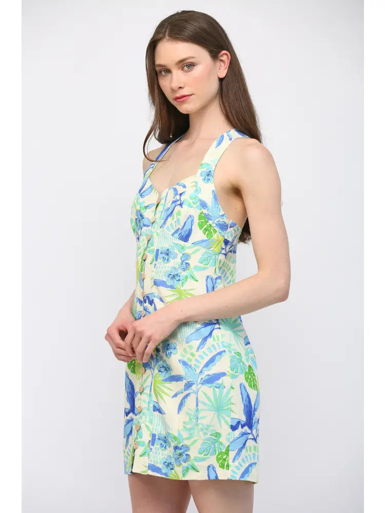 Blue Tropics Mini Dress