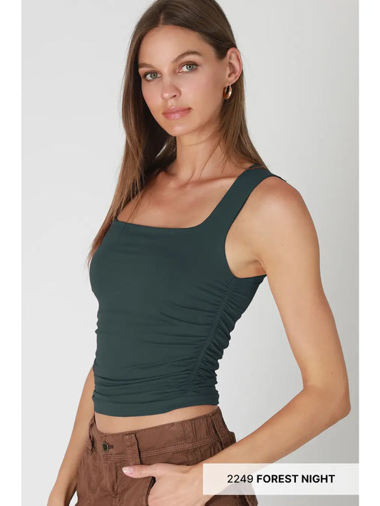 Clean Line Square Shirred Top- Multiple Colors
