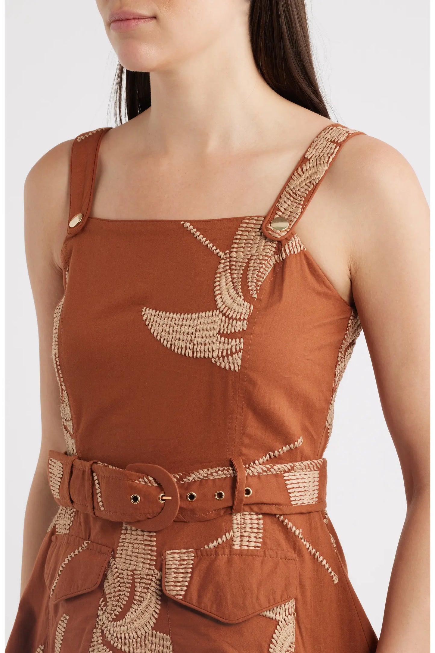 Ciebon Embroidered Cocoa Dress