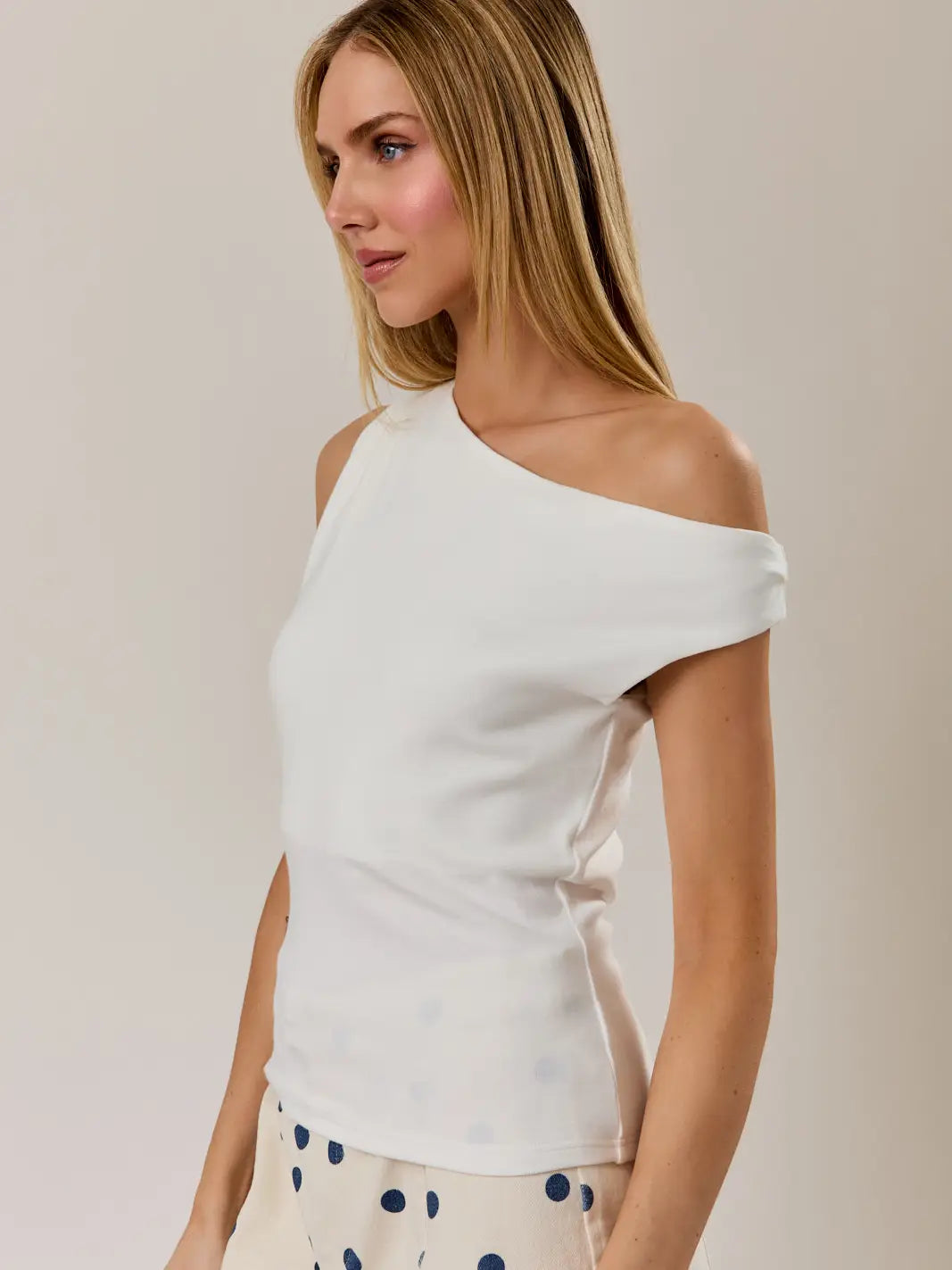 White Asymmetrical  Tank