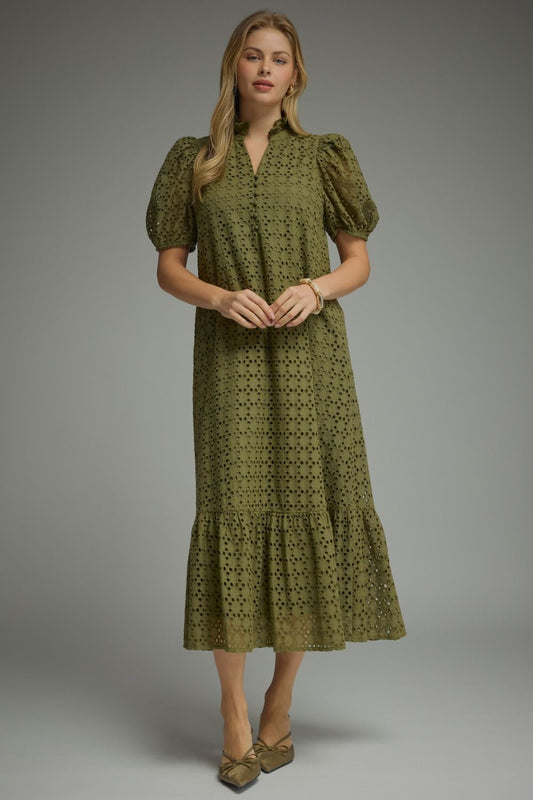 Berkley Eyelet Dress - Olive