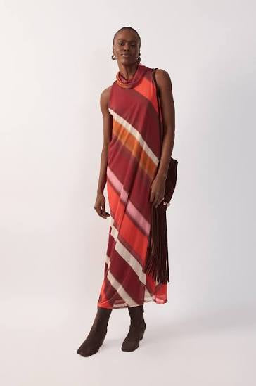 Lumini Draped Neck Tulle Maxi
