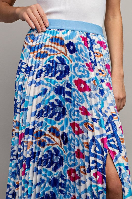 Mixed Print Skirt - Blue