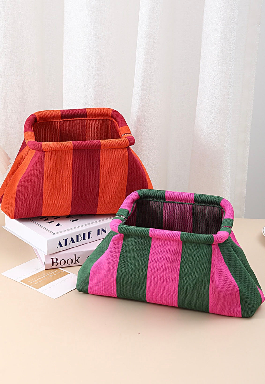 Striped Clasp Clutch - Variety