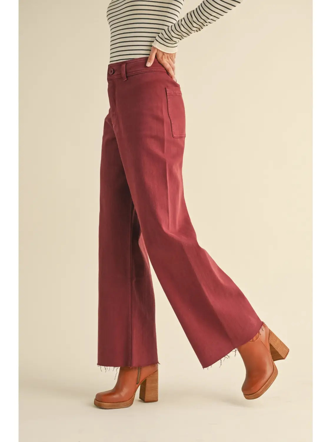 Straight Wide Leg - Maroon