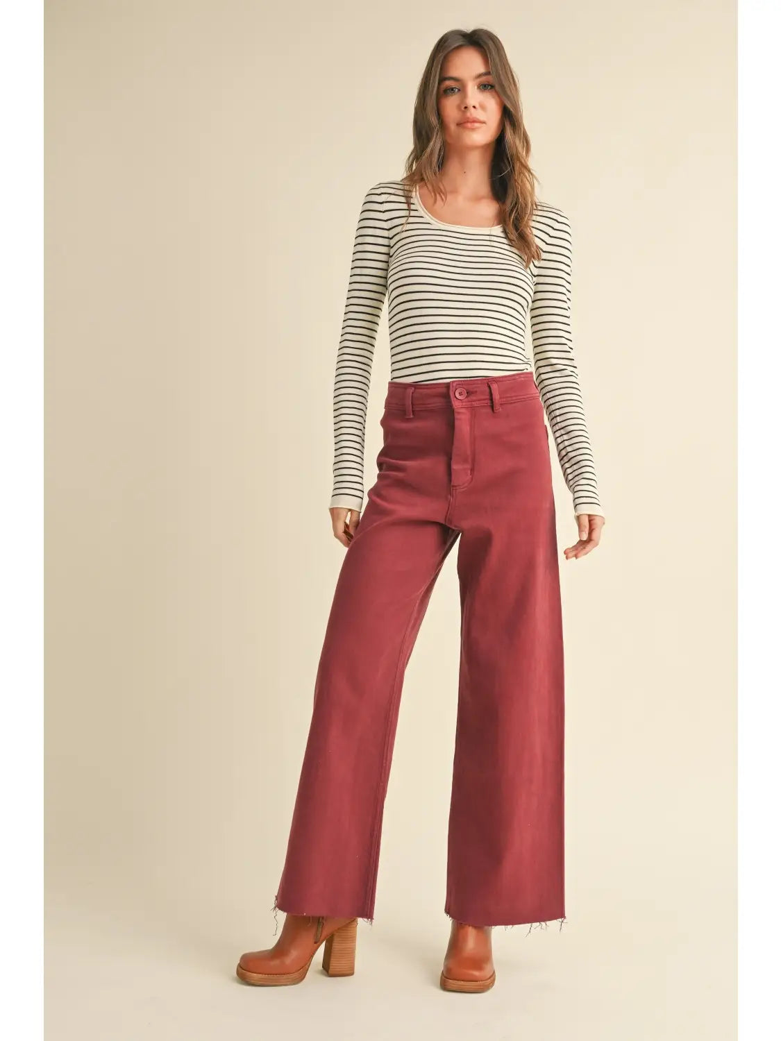 Straight Wide Leg - Maroon