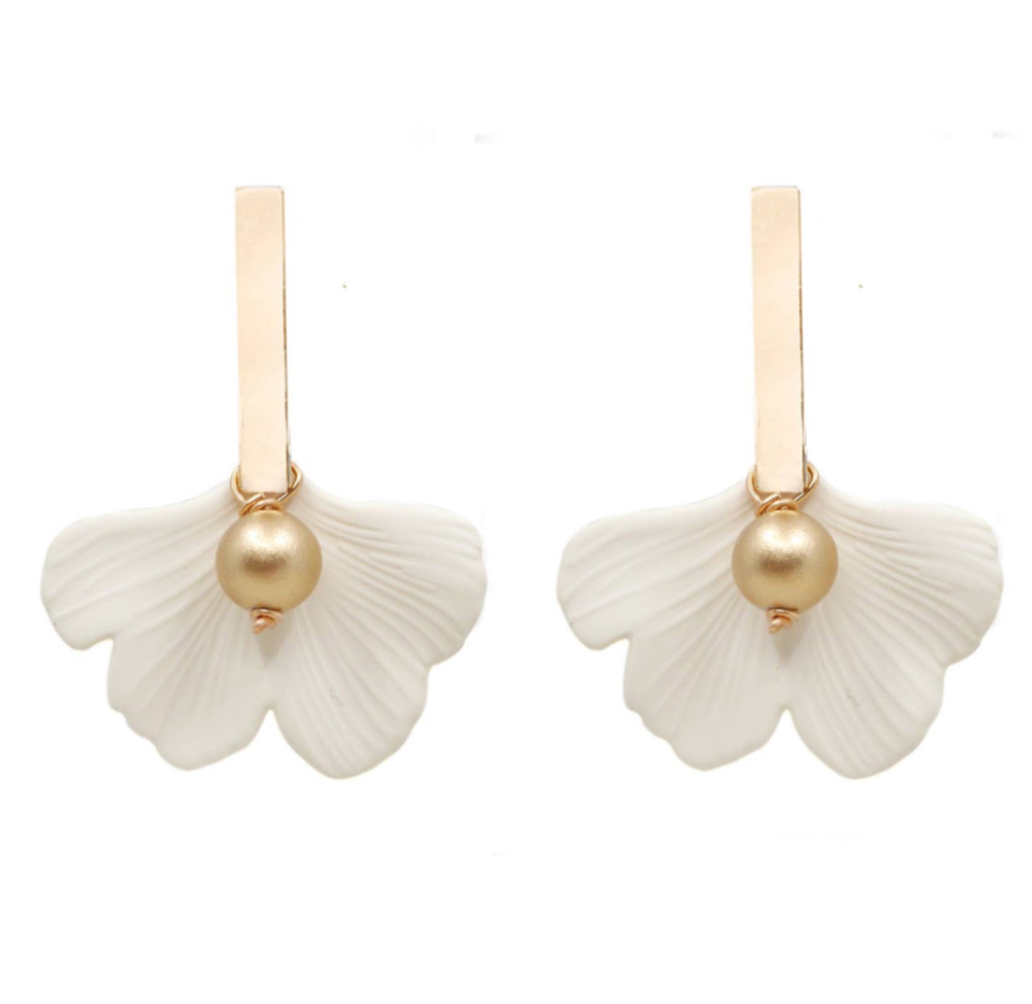 Gingko Leaf & Gold Bar Earring - 2 Colors