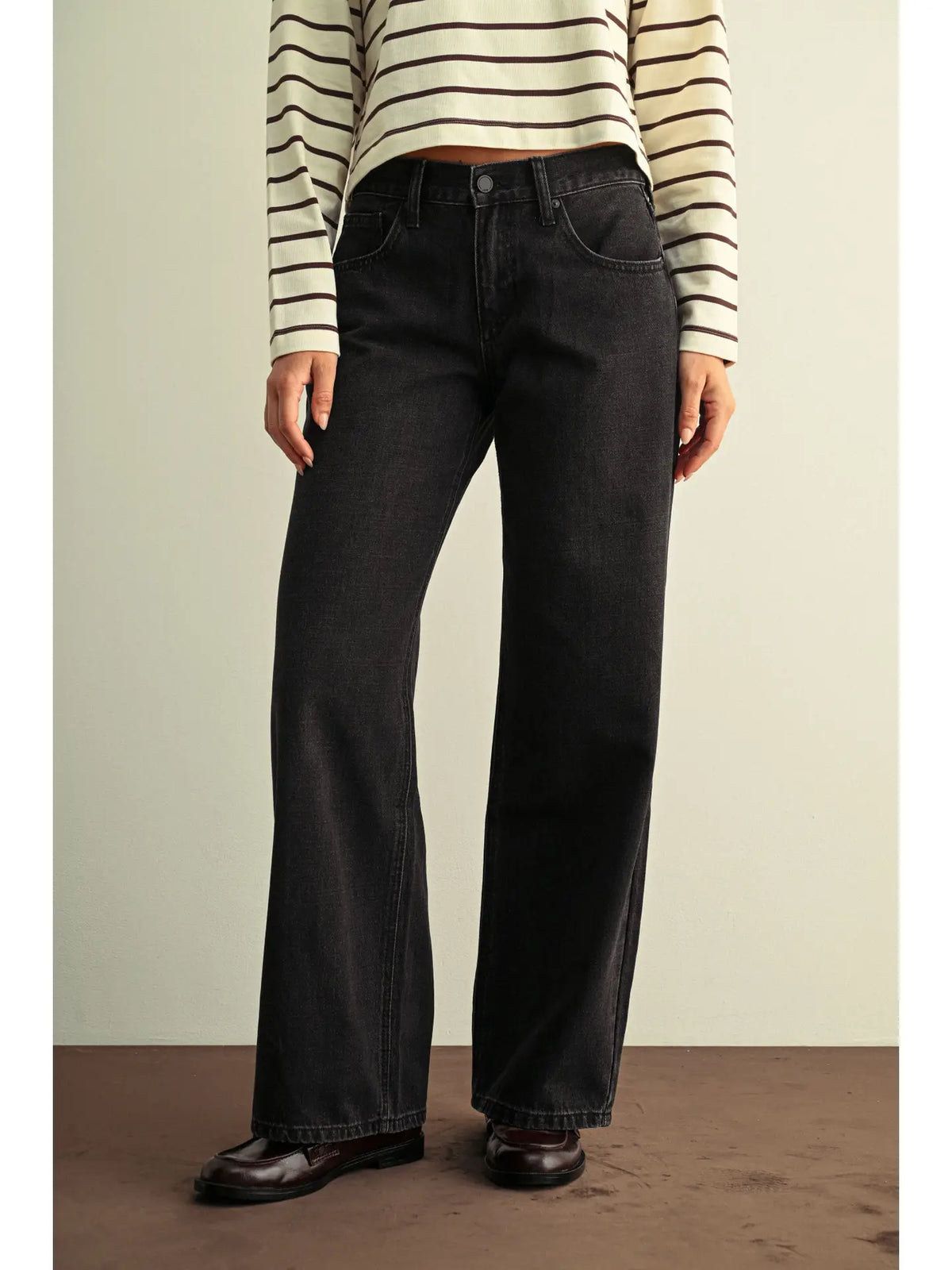 Washed Black Wide Leg Denim