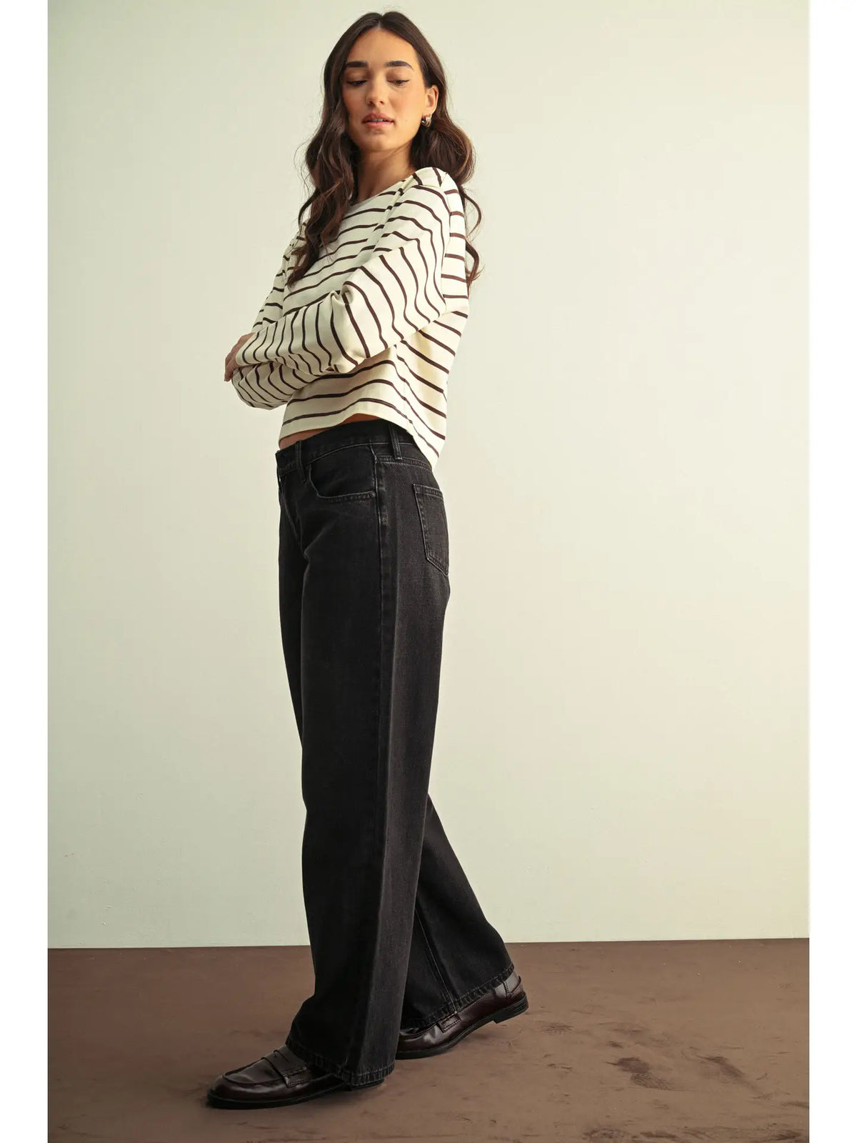 Washed Black Wide Leg Denim