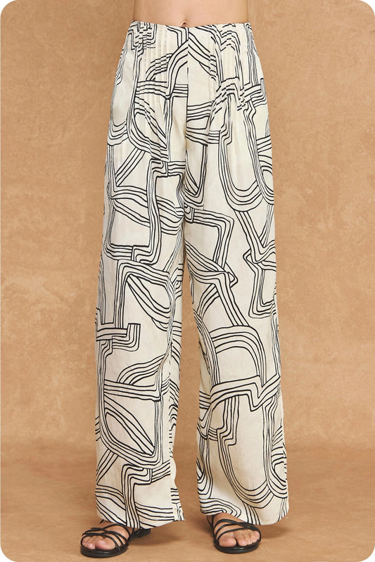 Pintuck Abstract Pant