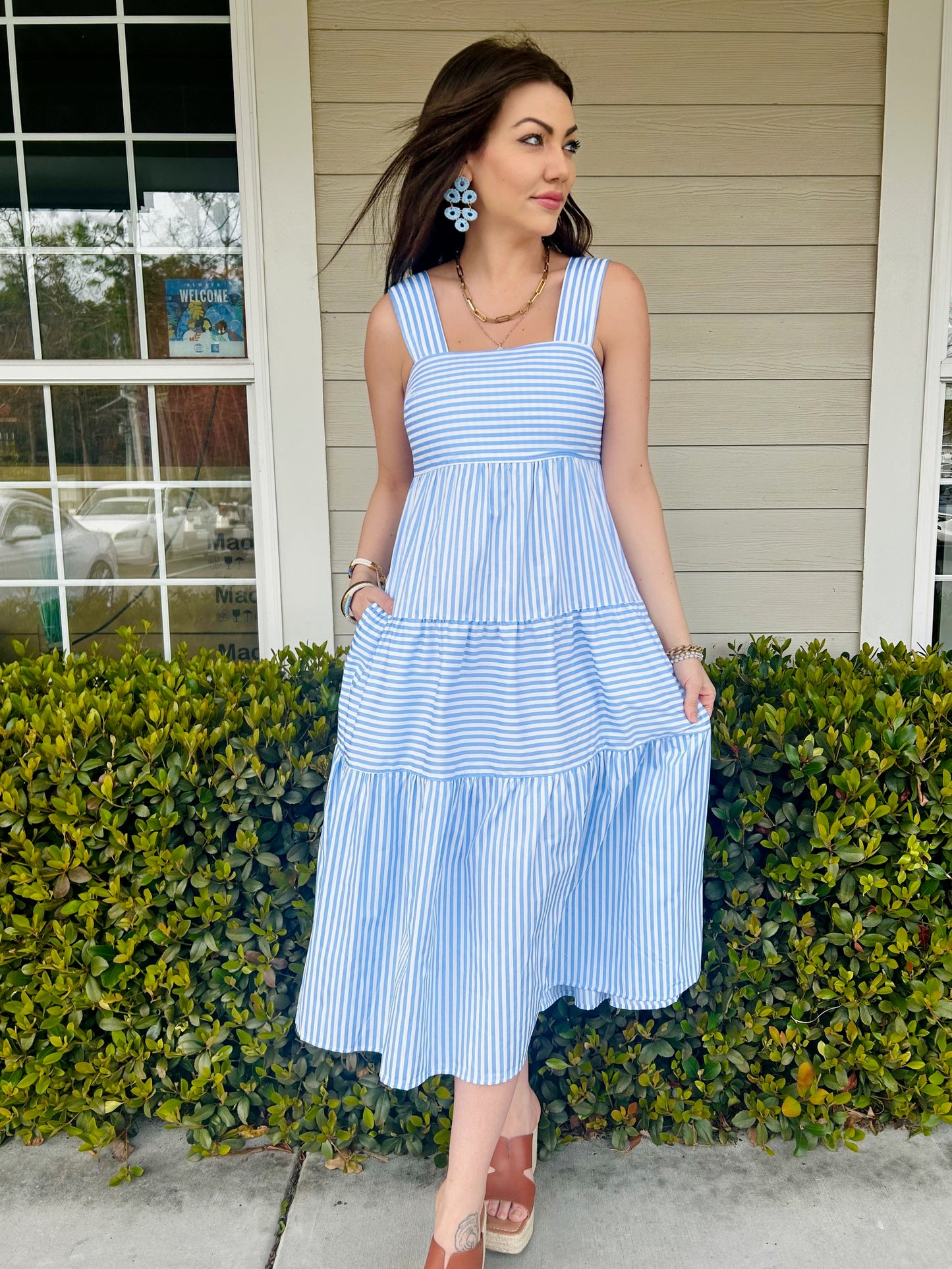 Striped Poplin Dress