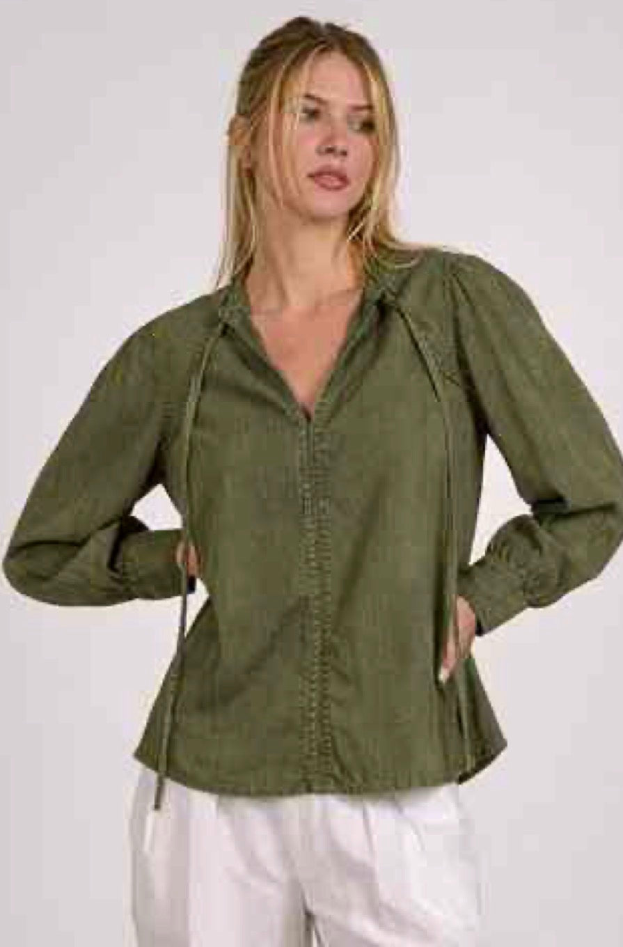 Olive Denim Top