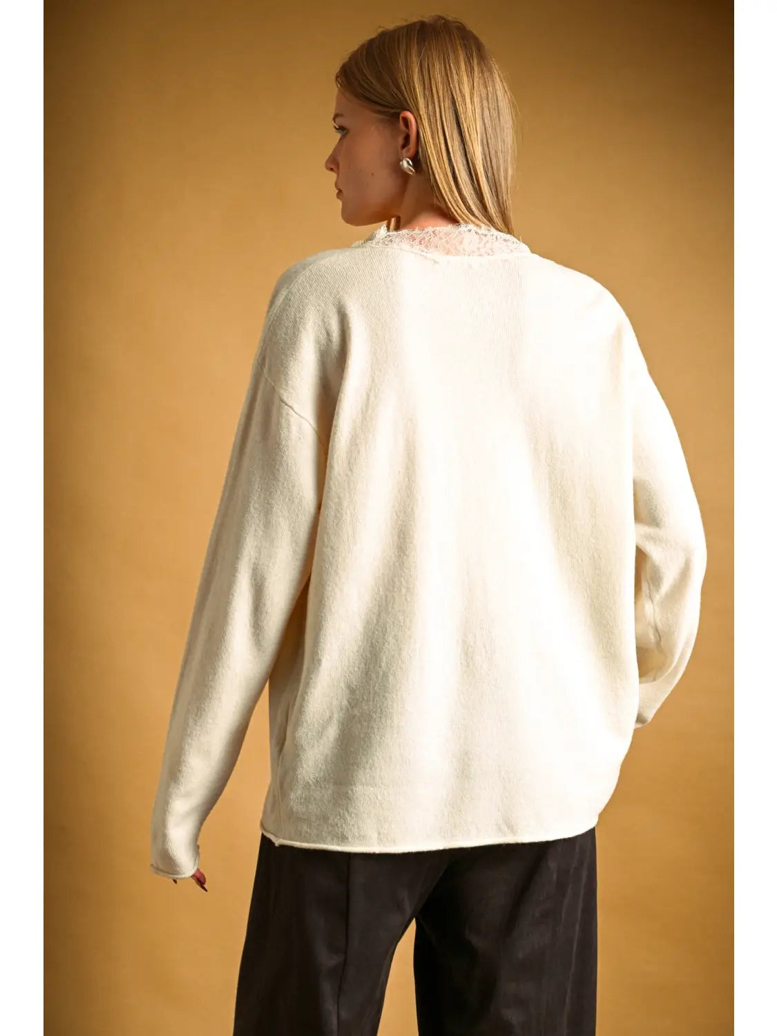 Laced Neckline Sweater - 2 Colors