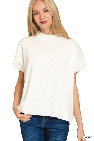 Mock Neck Box Tee Sweater