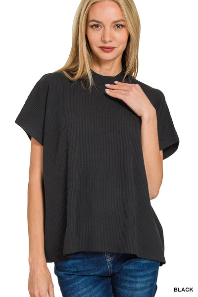 Mock Neck Box Tee Sweater
