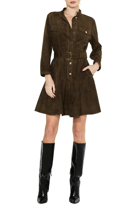Ciebon Olive Suede Mini Dress