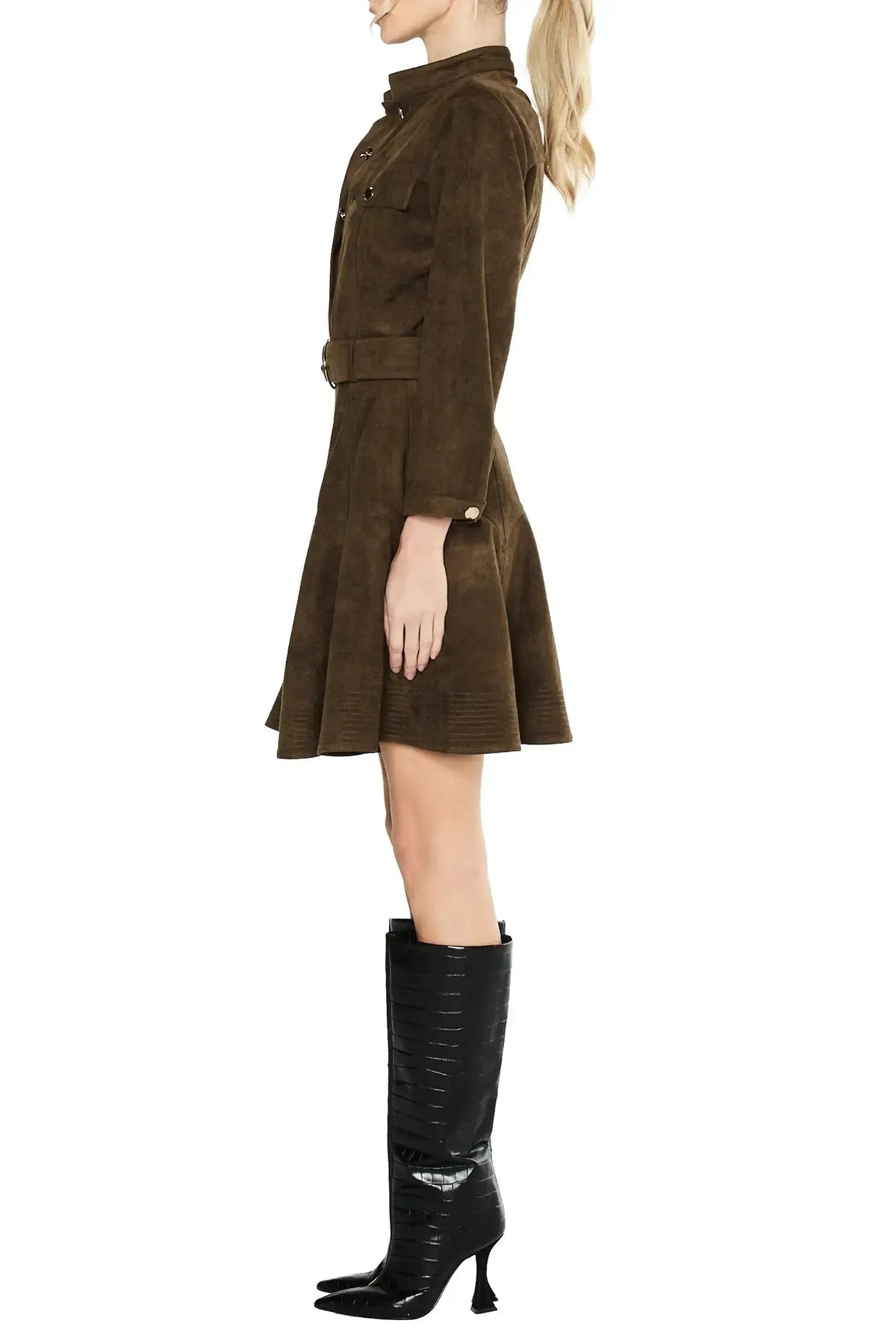 Ciebon Olive Suede Mini Dress