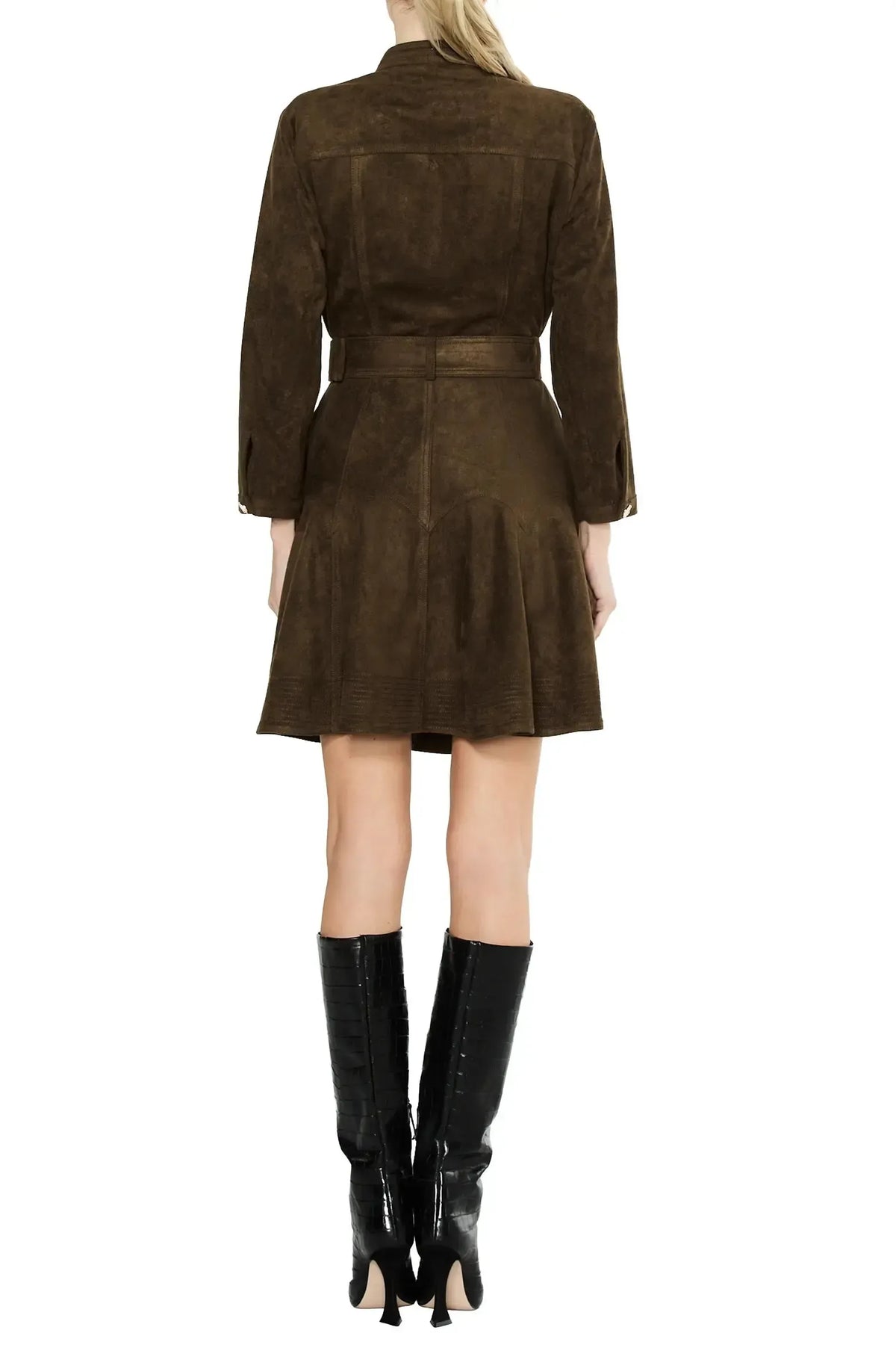 Ciebon Olive Suede Mini Dress