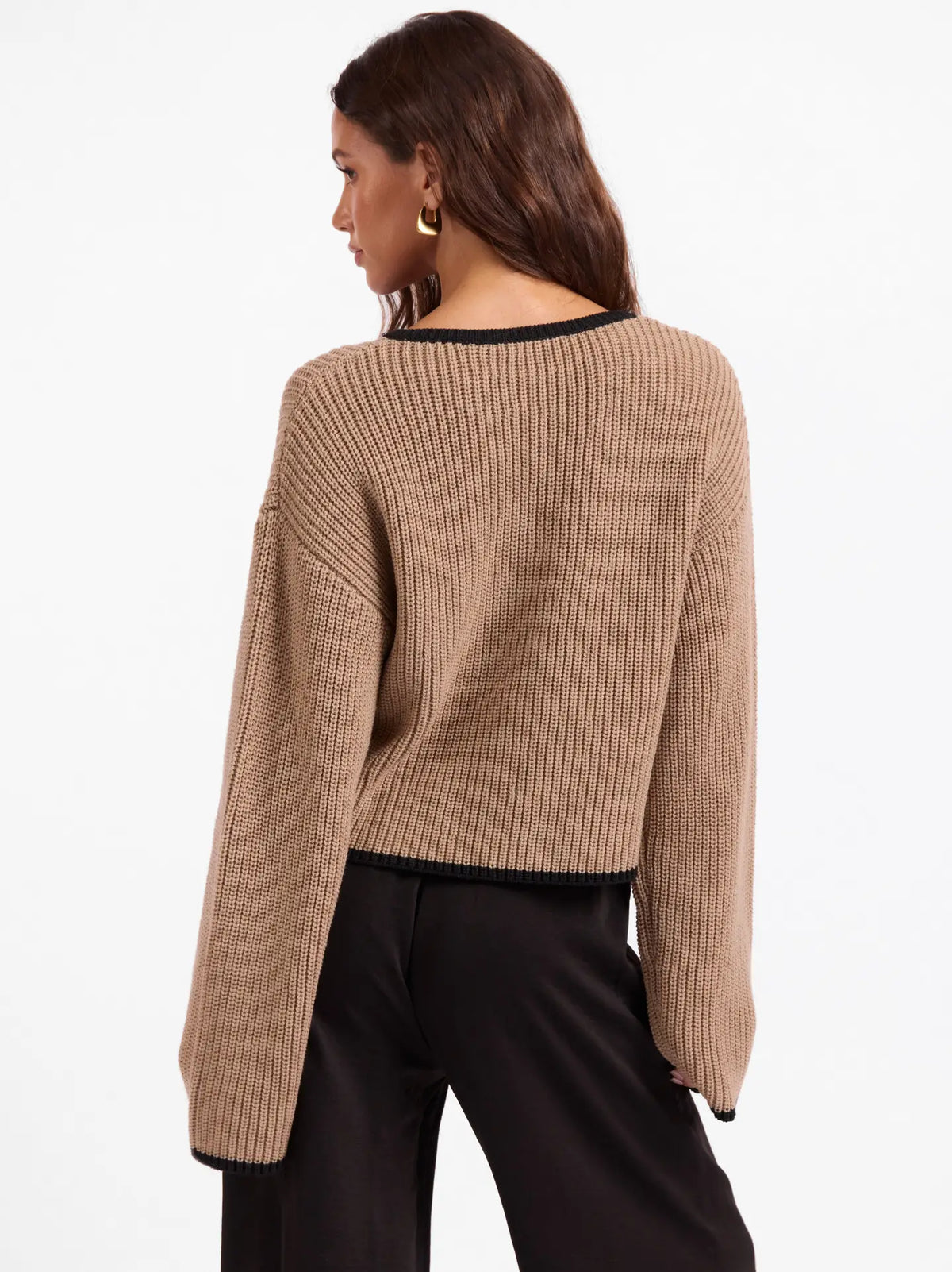 Two Tone V Neck Sweater