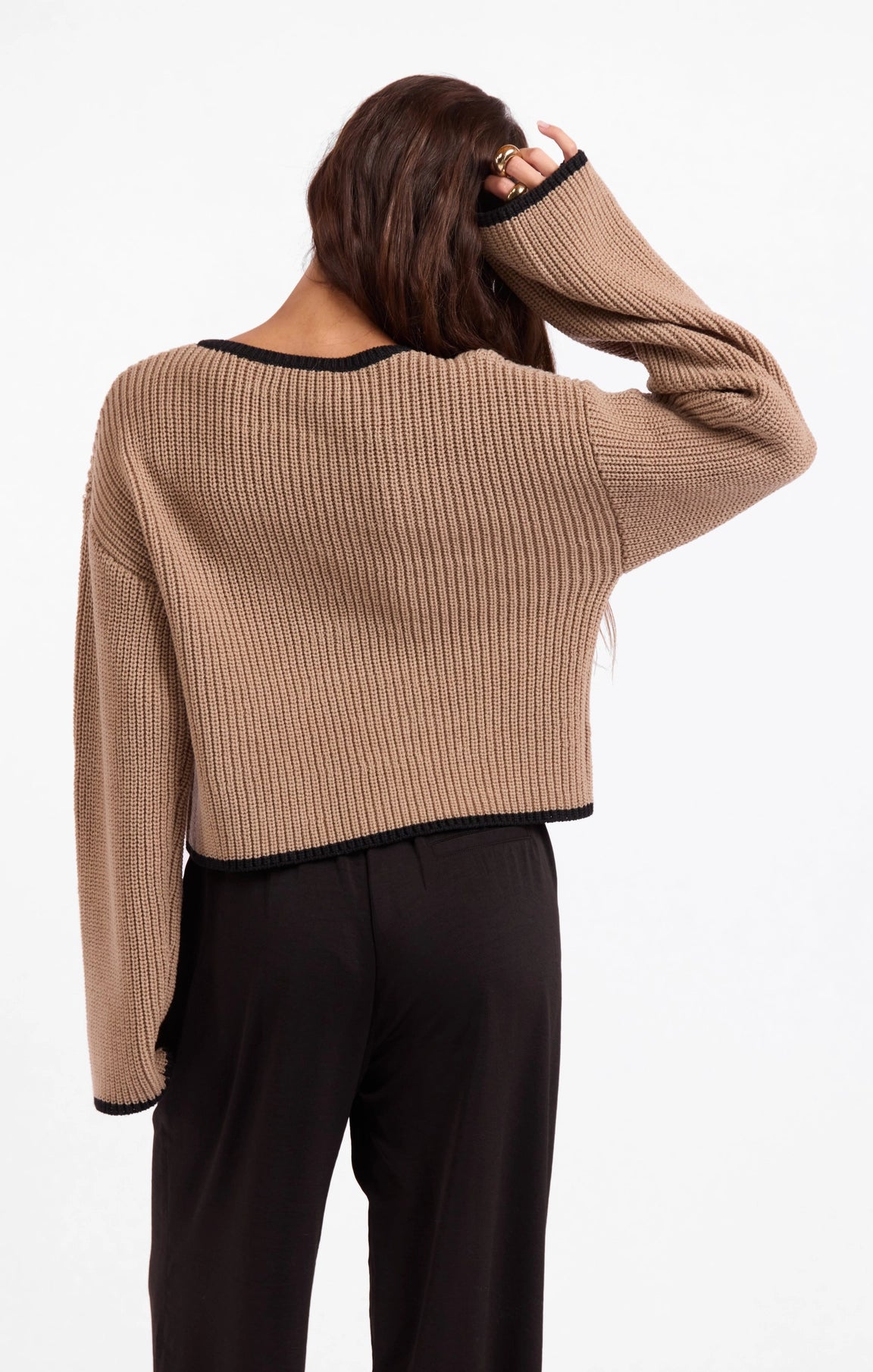 Two Tone V Neck Sweater