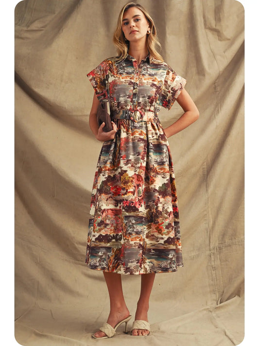 Vintage Garden Shirt Dress