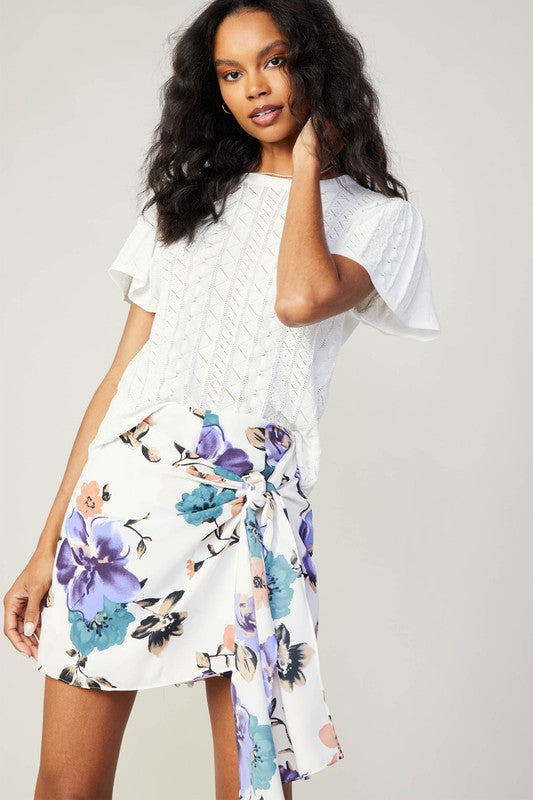 Floral Front Tie Skirt
