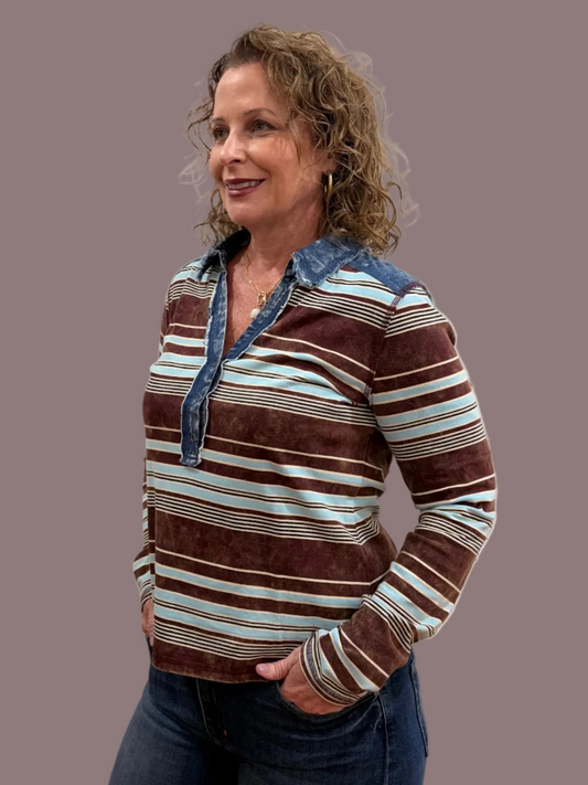 Striped Stacy Henley