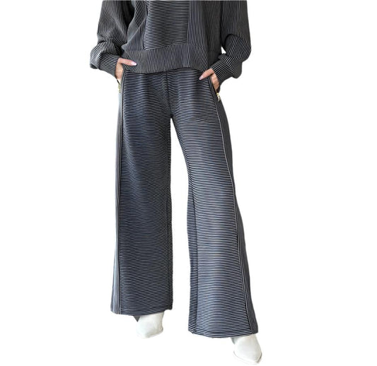 Charcoal Stripe Cord Fleece Pant