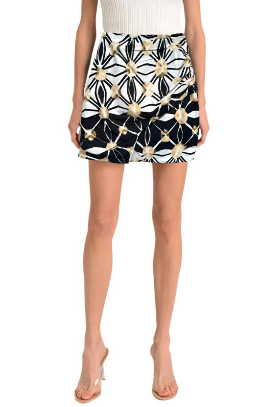 Kinnsey Split Print Shirred Mini Skirt