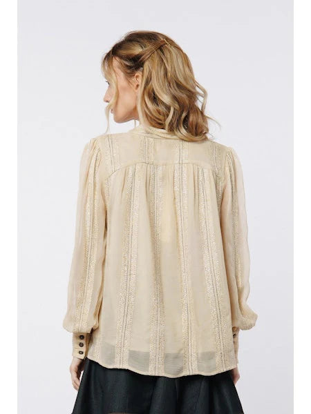 Mocha Cream Metallic Blouse