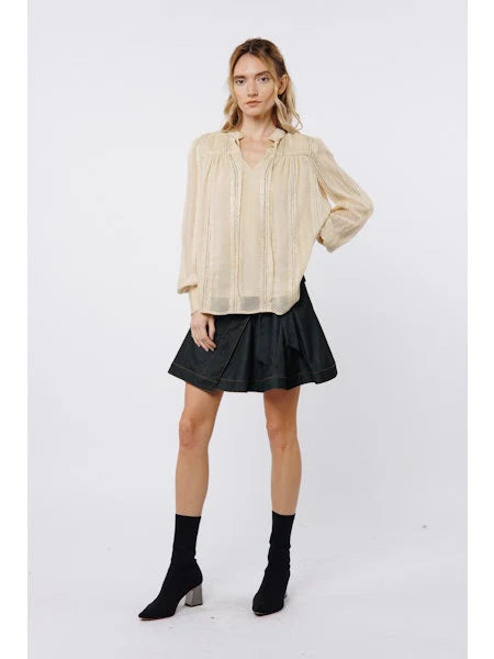 Mocha Cream Metallic Blouse