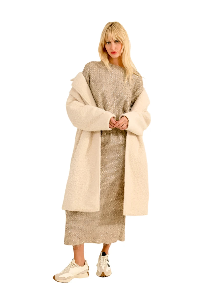 Long Sheepskin Effect Coat