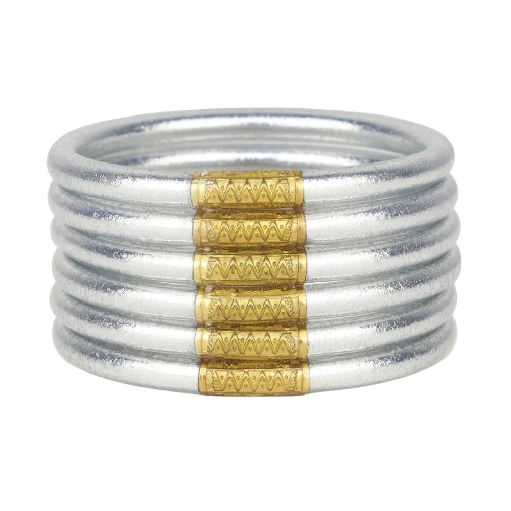 Silver All Weather Bangles - Set of 6