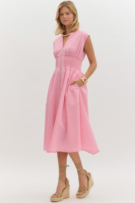 Baby Pink Midi Dress