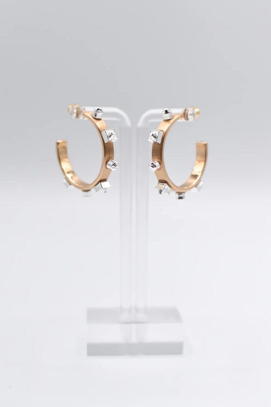 Smith & Co Mixed Metal Hoop - Gold with Silver Studs