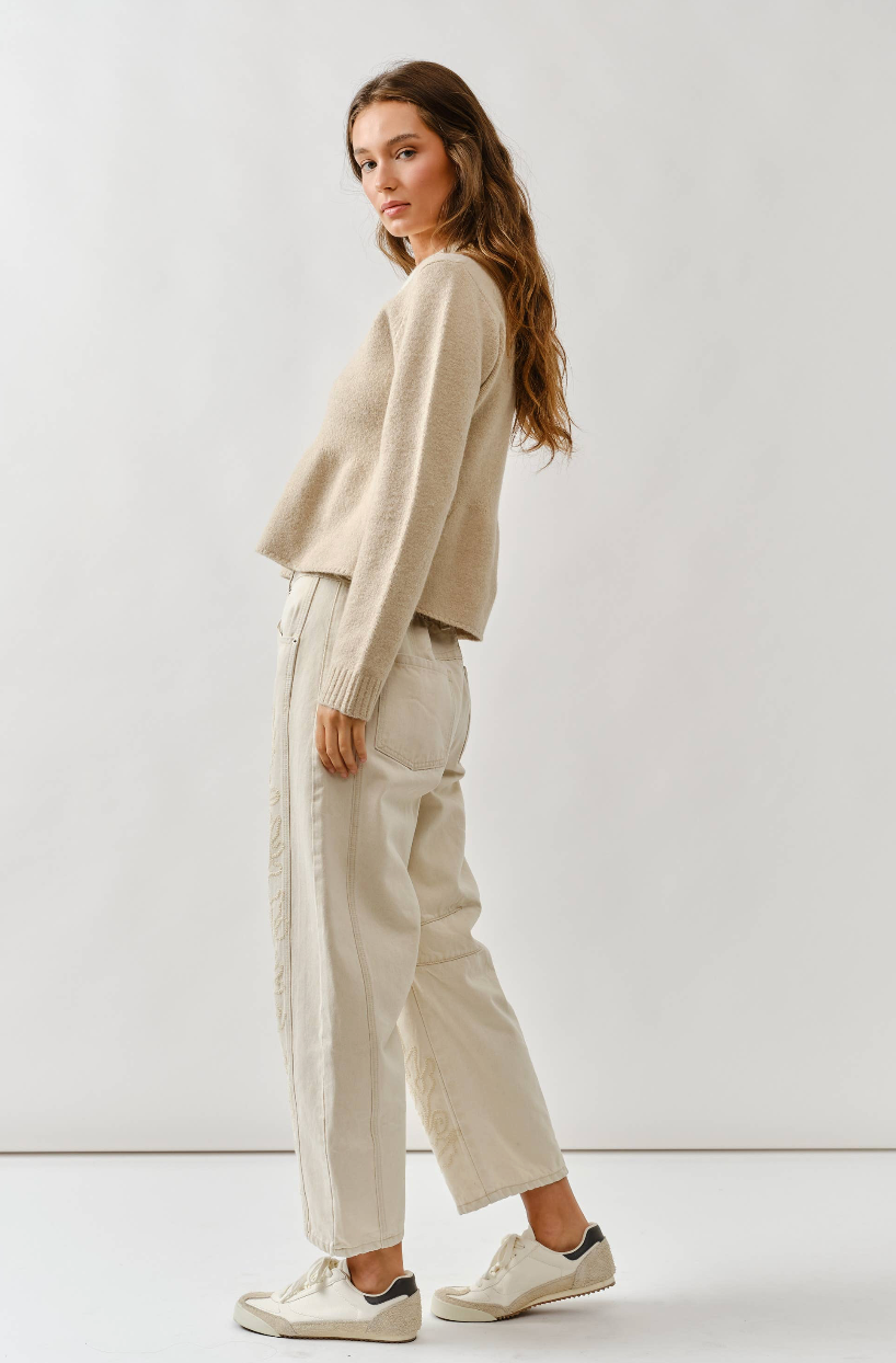 Peplum Contrast Collared Sweater