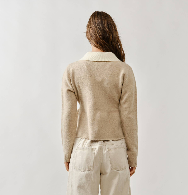 Peplum Contrast Collared Sweater