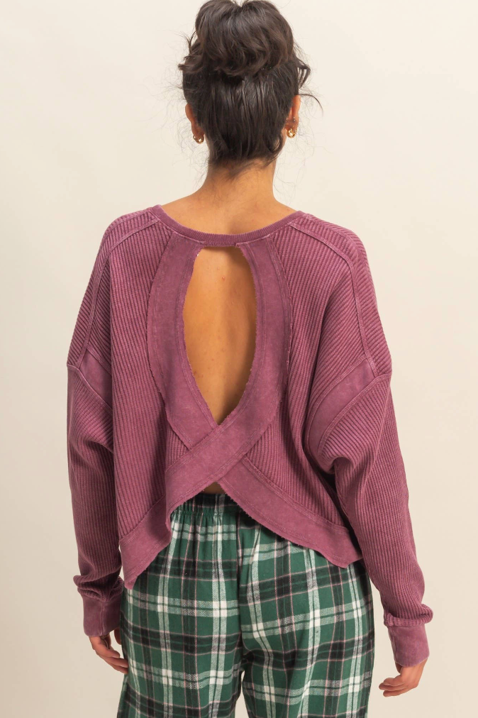 Waffled Open Back Tee - 2 Colors