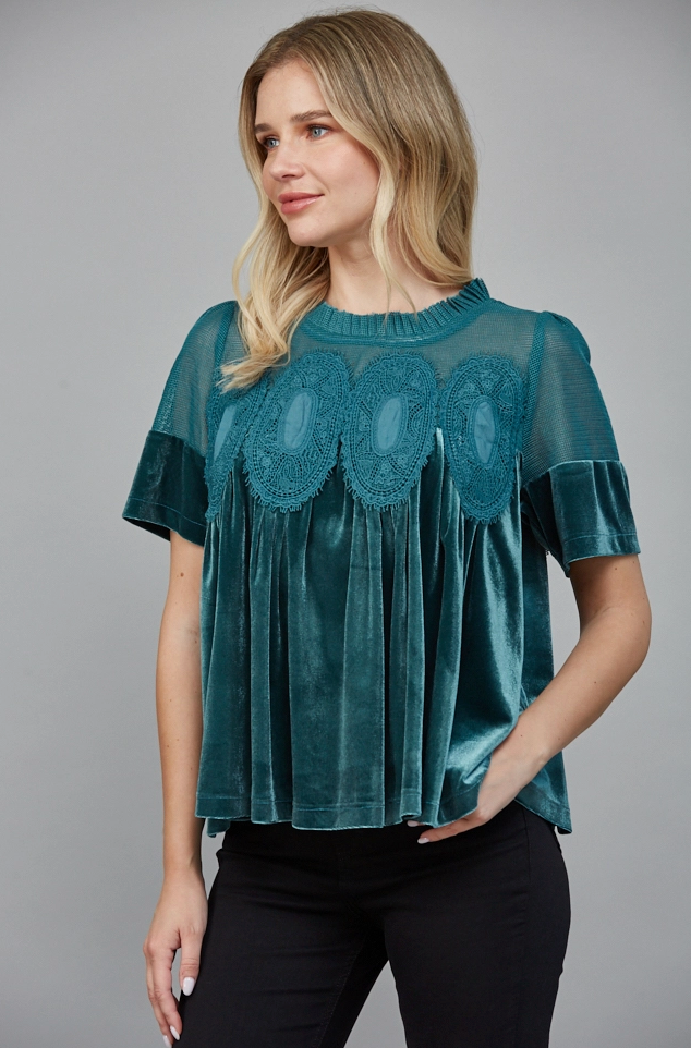 Velvet Detail Top - 2 Colors